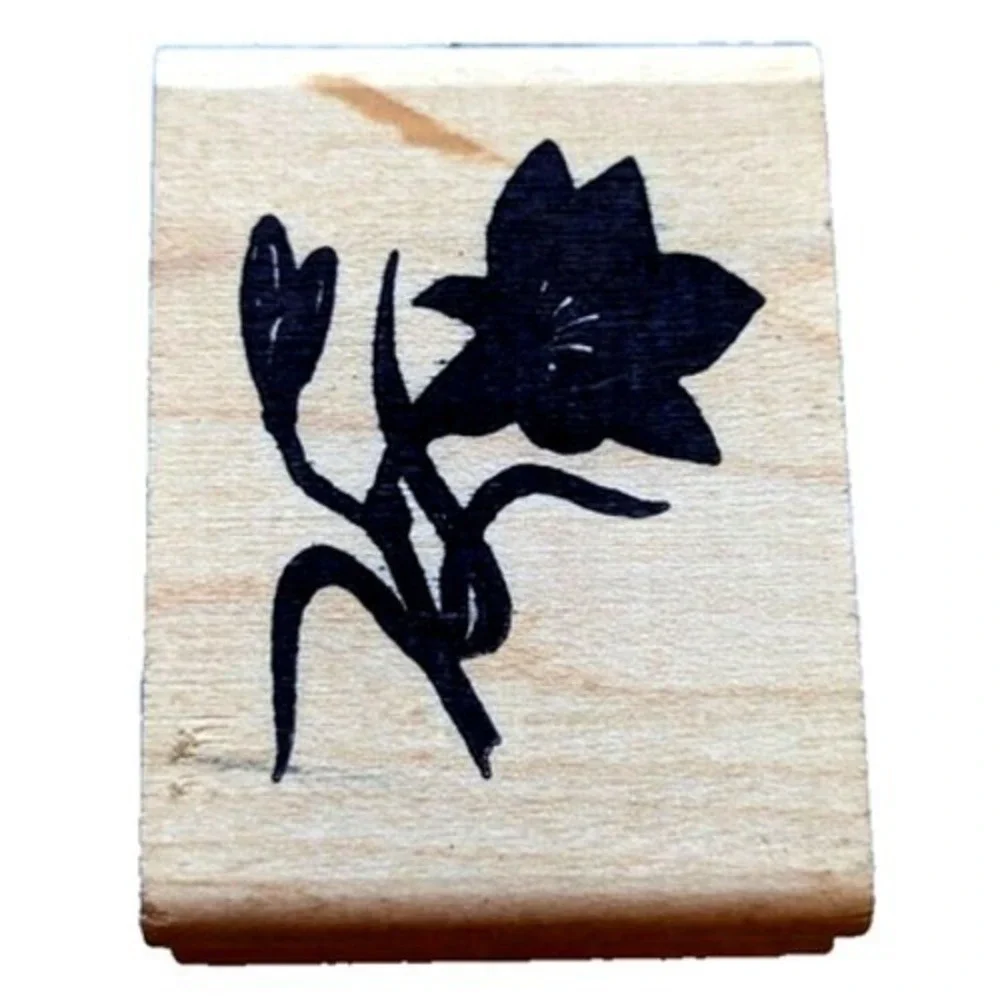 Endless Creations Flower Silhouette C33 Rubber Stamp Wood #H29